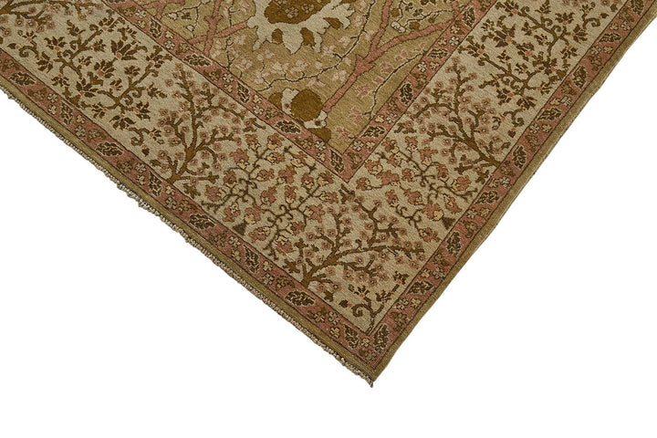 6x8 Beige Traditional Floral Medallion Oushak Rug - 51530