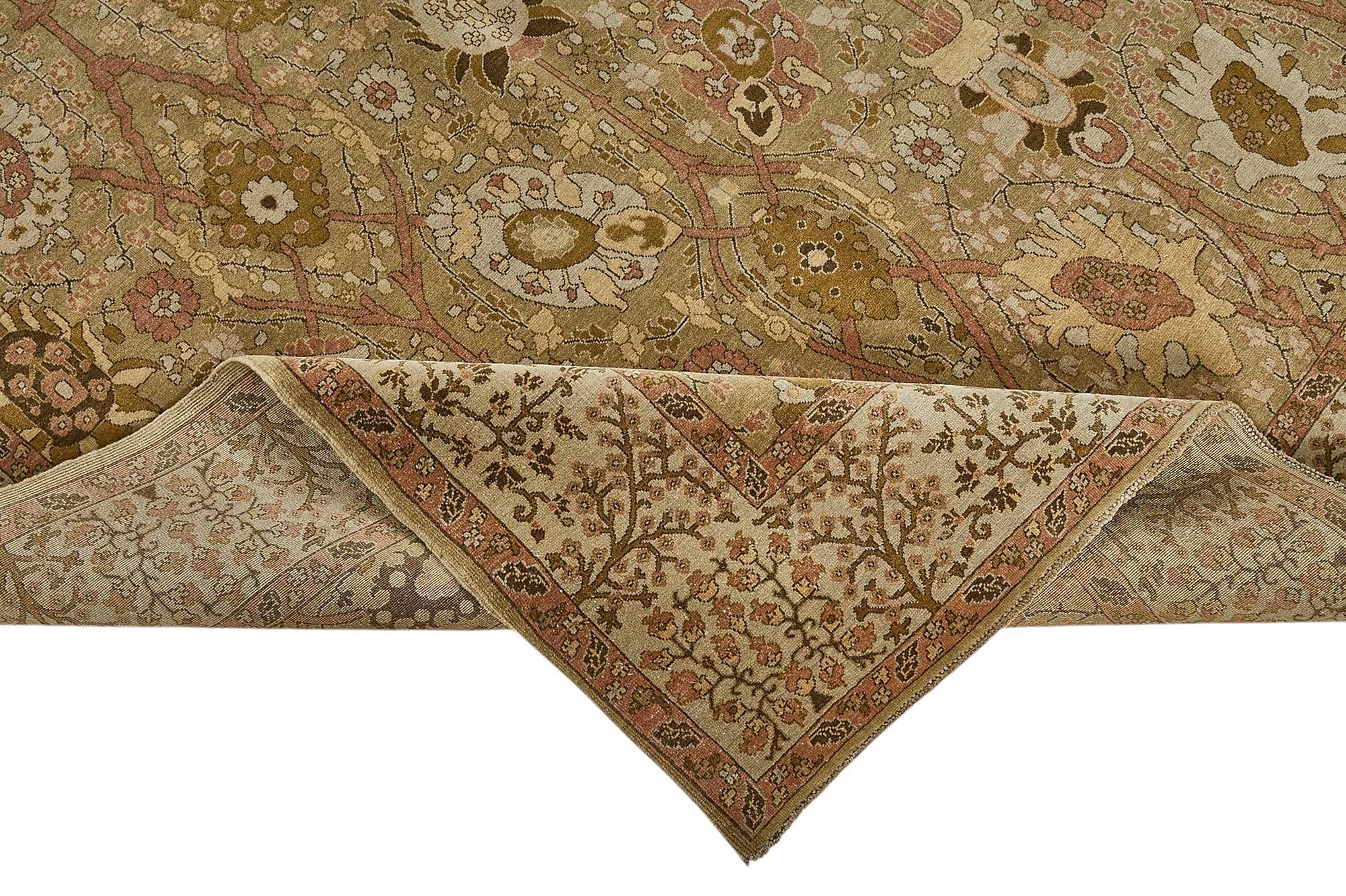 6x8 Beige Traditional Floral Medallion Oushak Rug - 51530