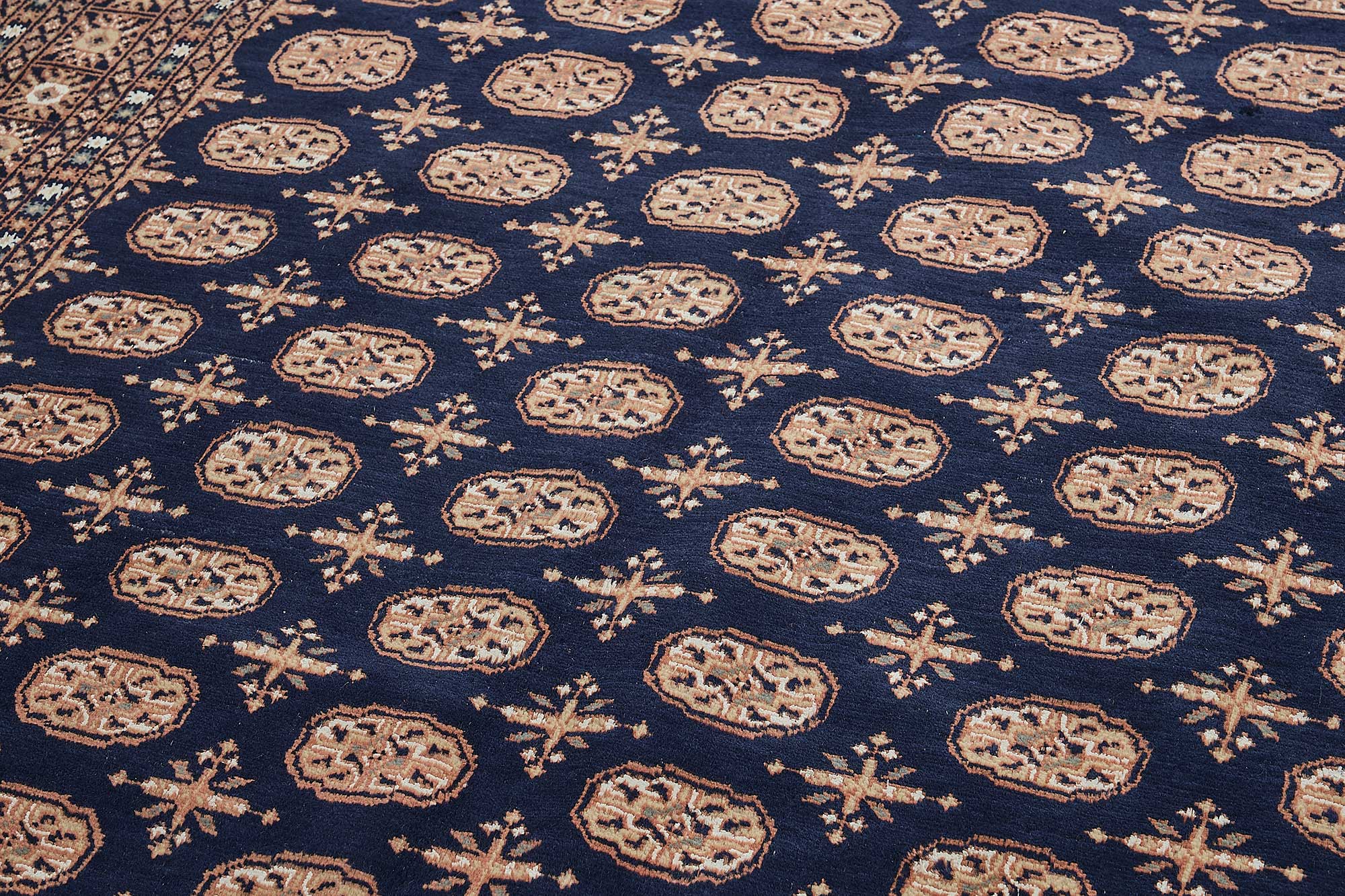 6x9 Blue Geometric Oushak Rug - 51532