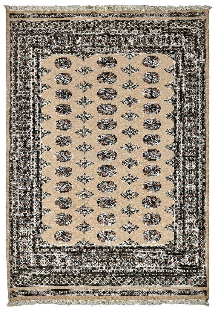 5x8 Beige Handmade Geometric Oushak Rug - 51533