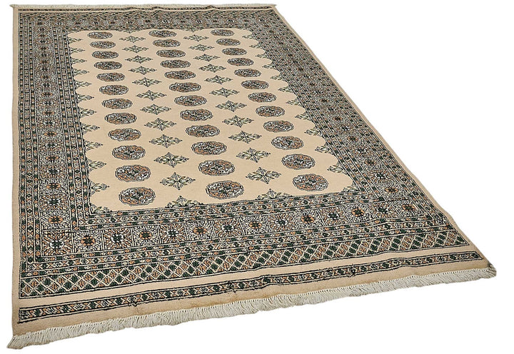 5x8 Beige Handmade Geometric Oushak Rug - 51533