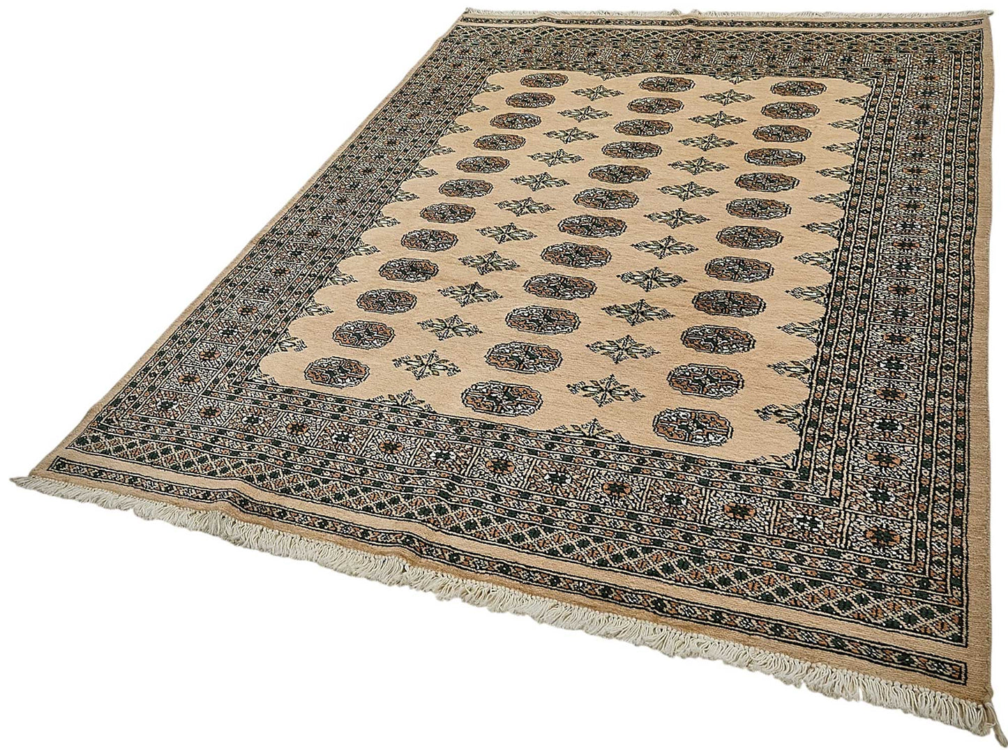 5x8 Beige Handmade Geometric Oushak Rug - 51533