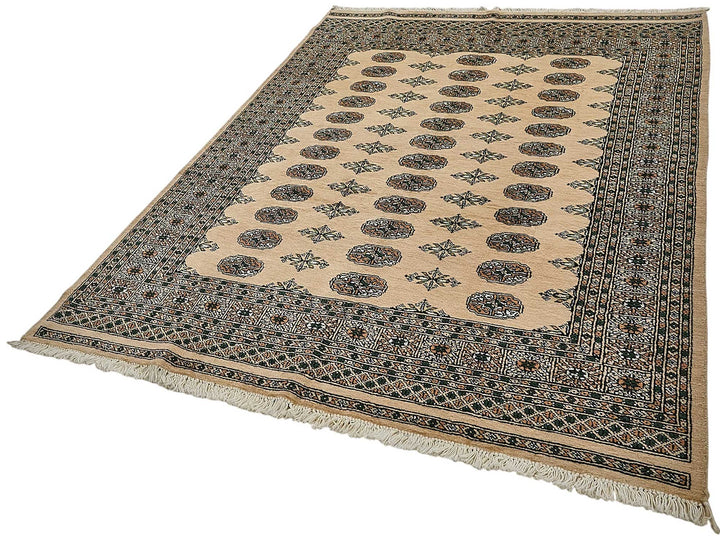 5x8 Beige Handmade Geometric Oushak Rug - 51533