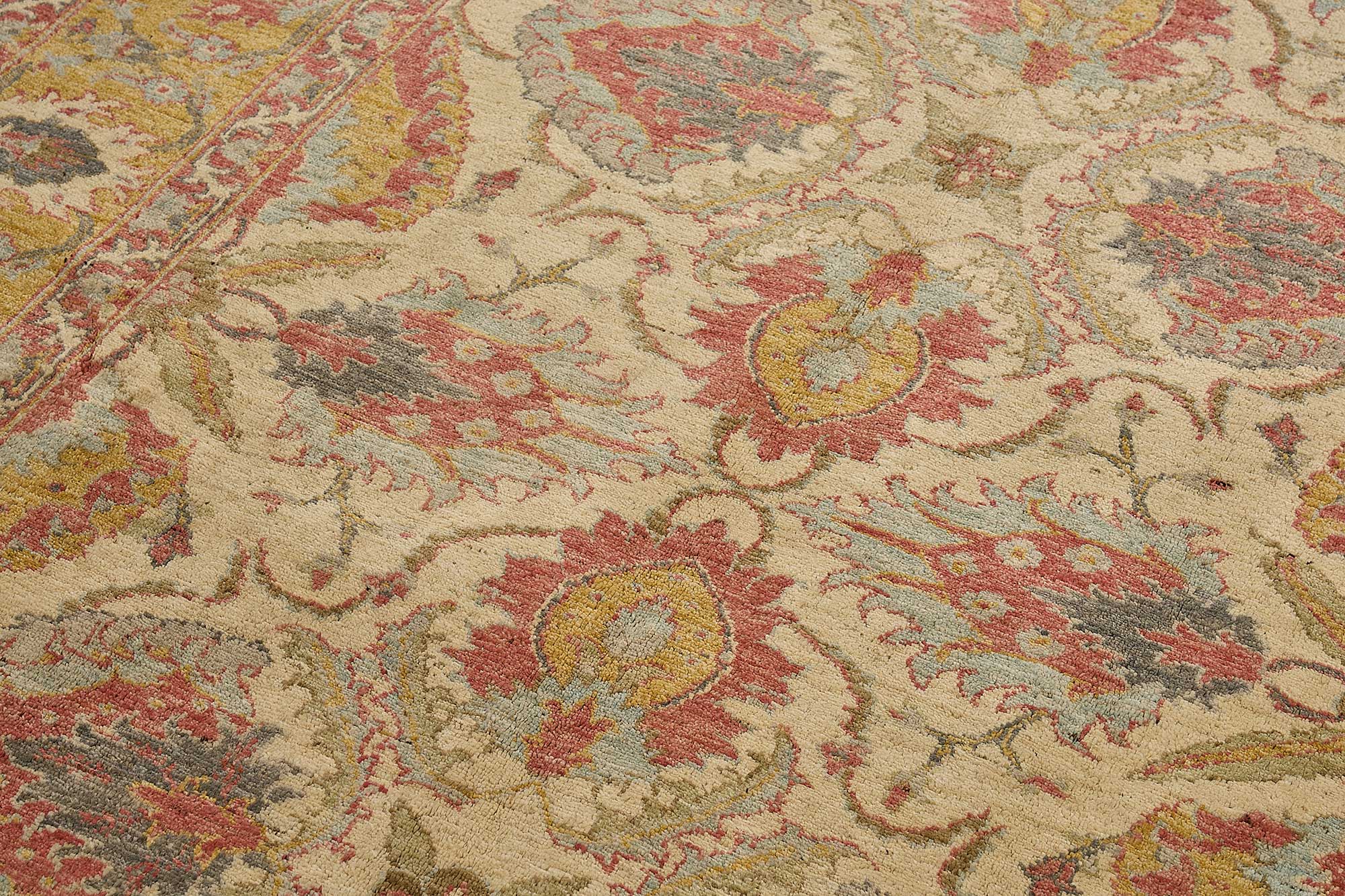 6x8 Beige Turkish Floral Medallion Oushak Rug - 51535