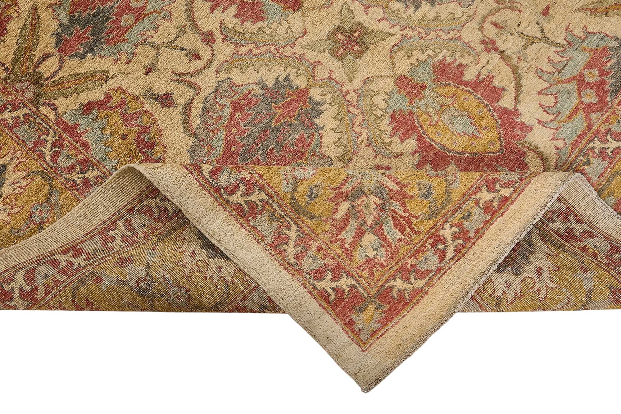 6x8 Beige Turkish Floral Medallion Oushak Rug - 51535