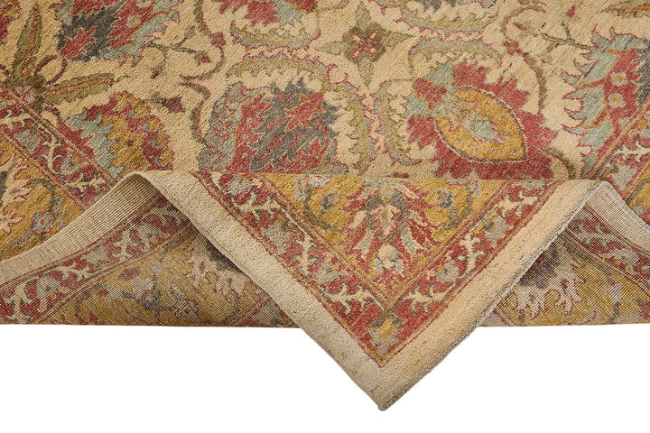 6x8 Beige Turkish Floral Medallion Oushak Rug - 51535