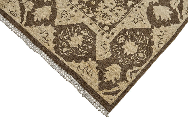 5x8 Beige Traditional Floral Oushak Rug - 51537