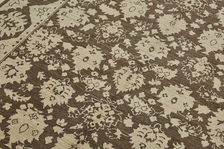 5x8 Beige Traditional Floral Oushak Rug - 51537