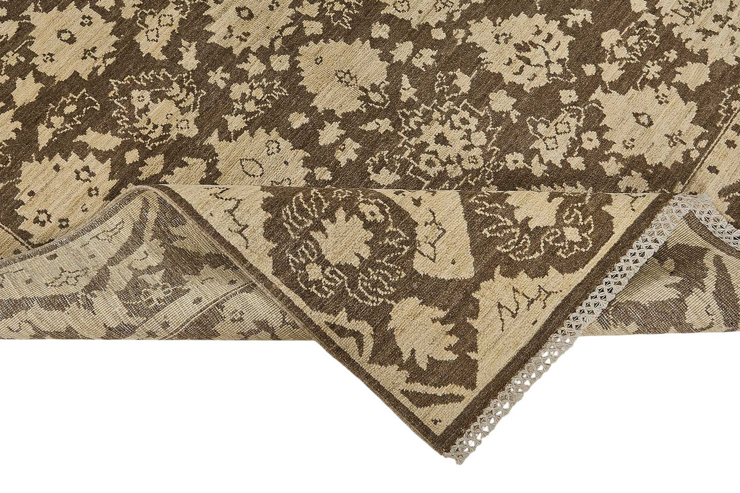 5x8 Beige Traditional Floral Oushak Rug - 51537