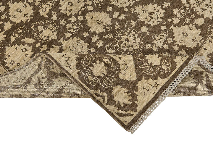 5x8 Beige Traditional Floral Oushak Rug - 51537
