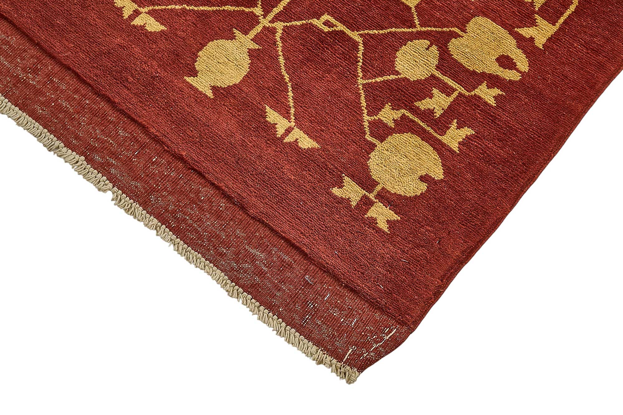 5x8 Red Traditional Floral Oushak Rug - 51541
