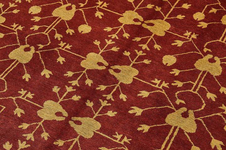 5x8 Red Traditional Floral Oushak Rug - 51541