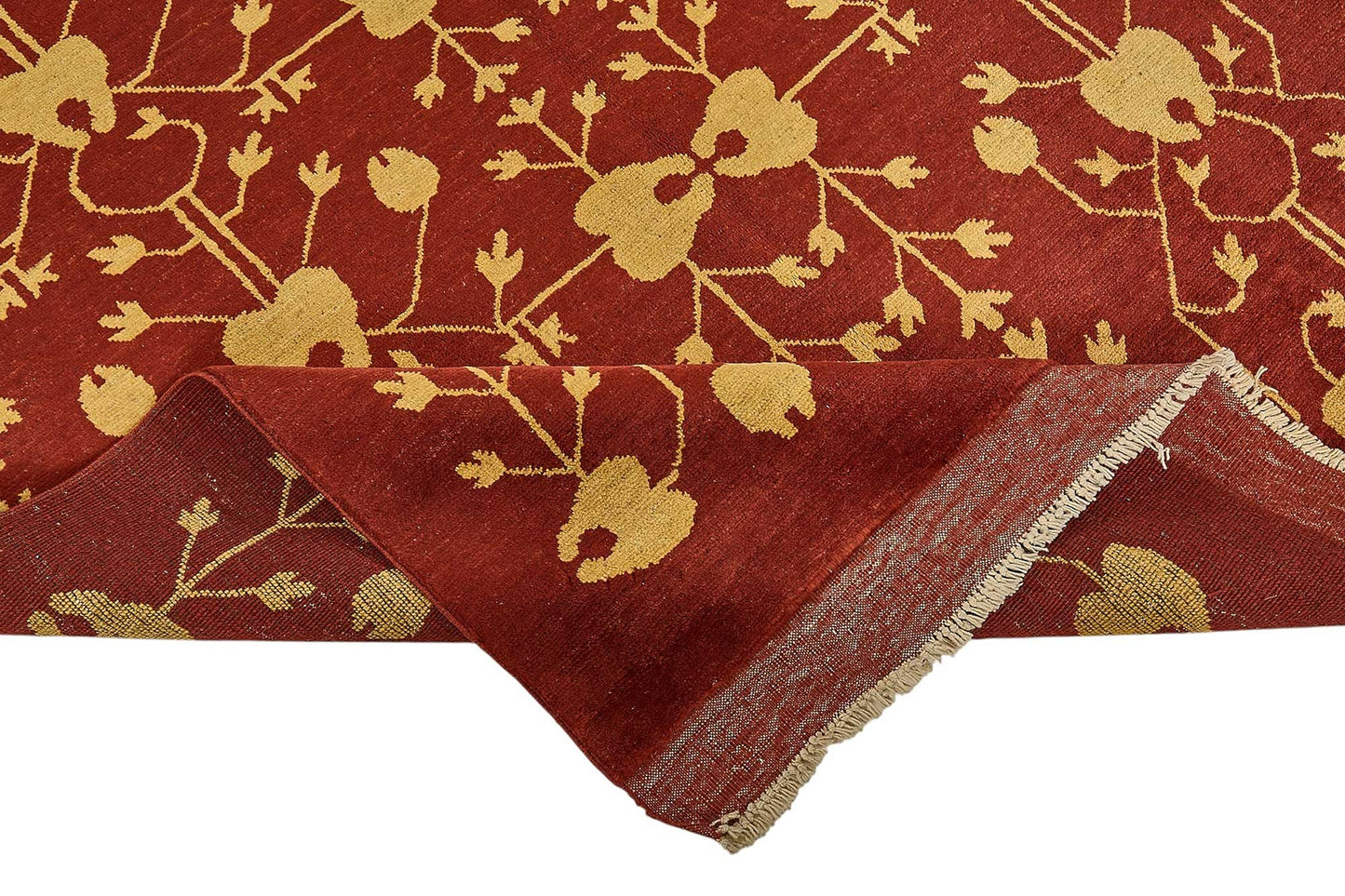 5x8 Red Traditional Floral Oushak Rug - 51541