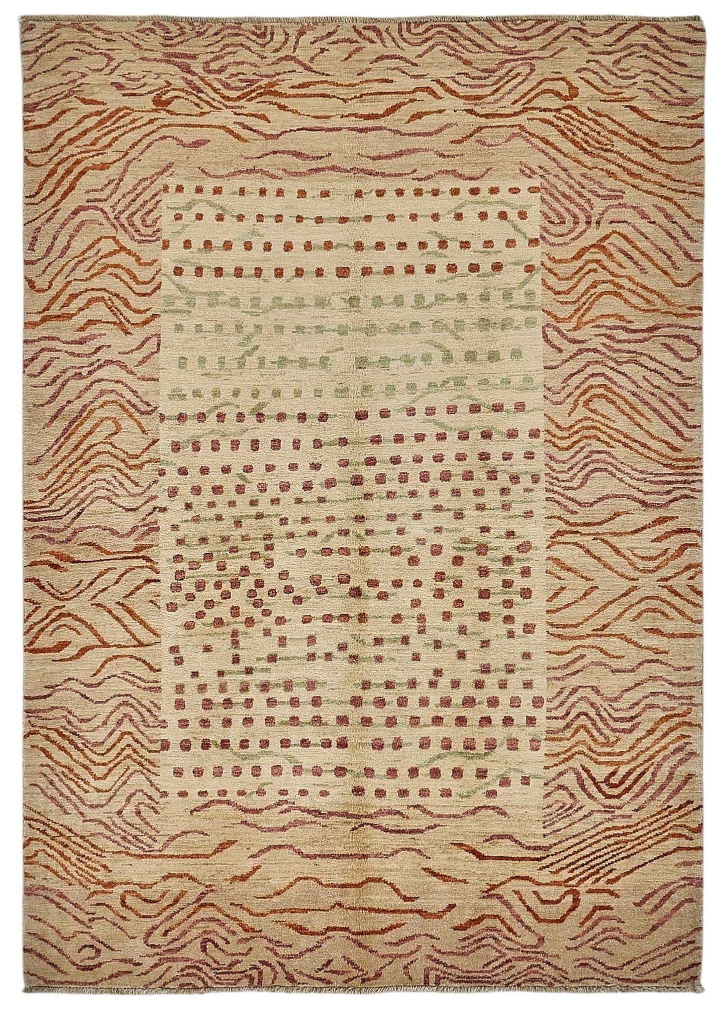 5x8 Beige Traditional Tribal Oushak Rug - 51542