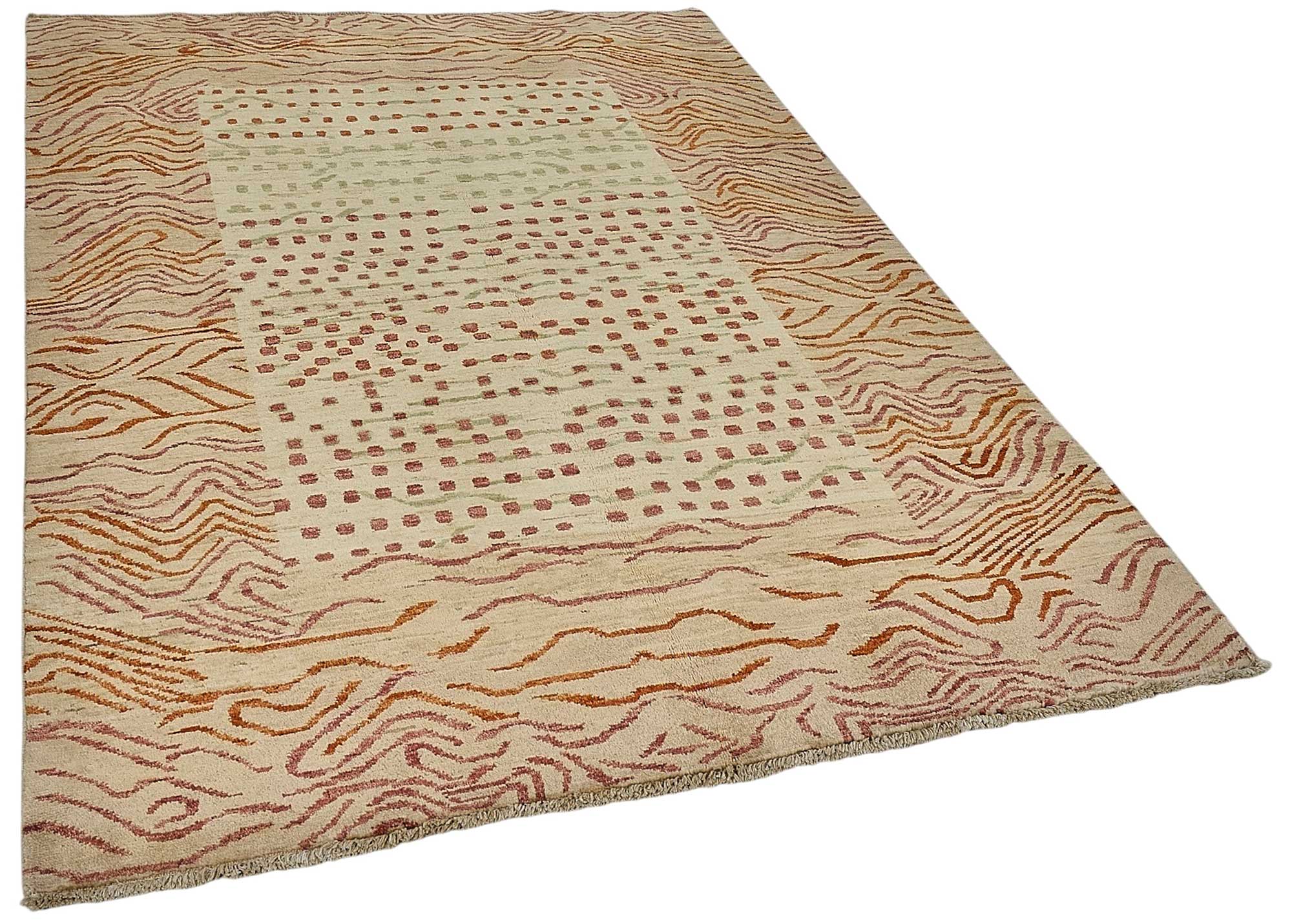 5x8 Beige Traditional Tribal Oushak Rug - 51542