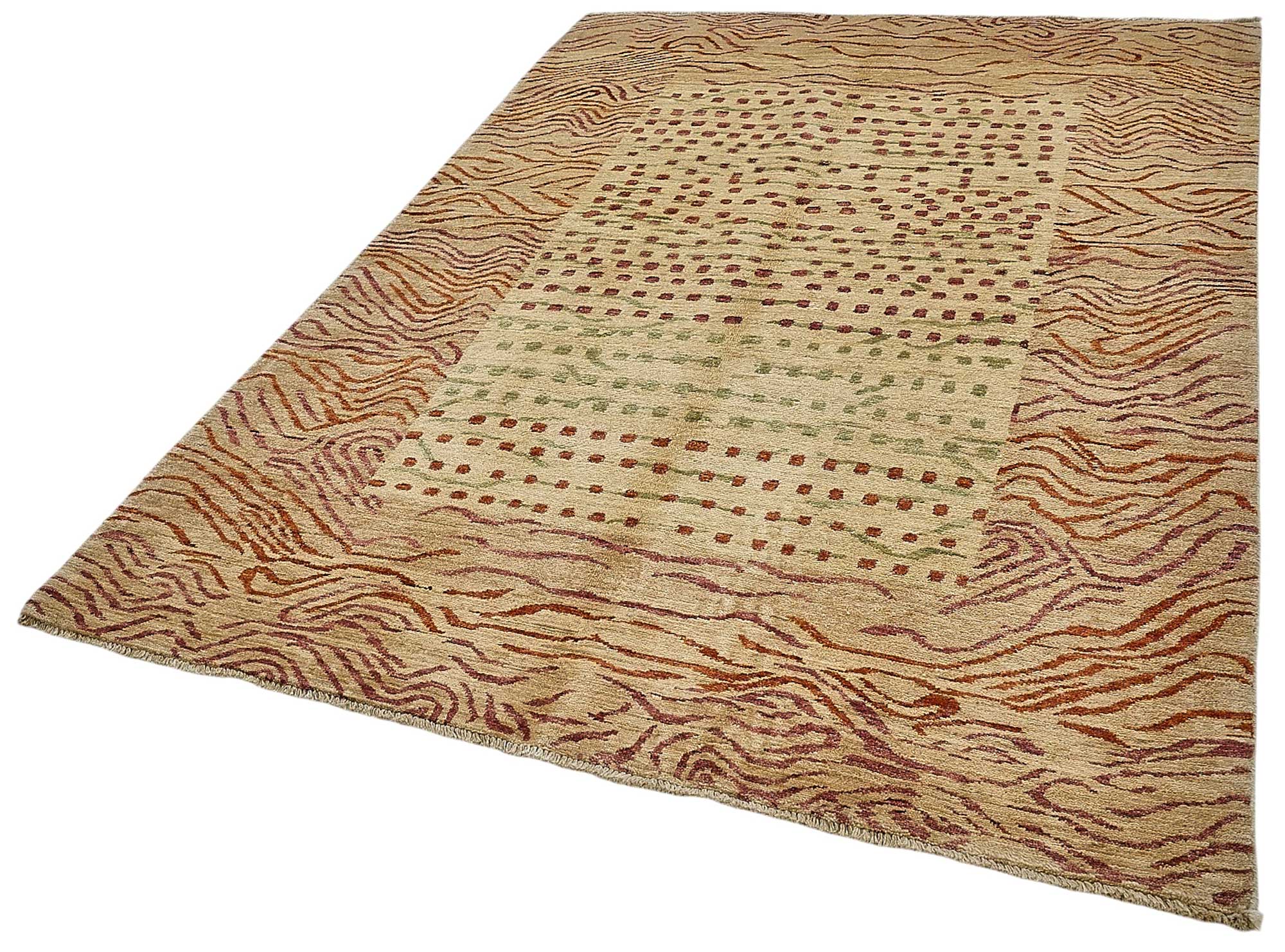 5x8 Beige Traditional Tribal Oushak Rug - 51542