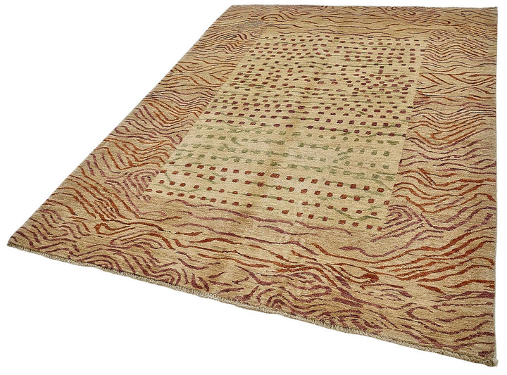 5x8 Beige Traditional Tribal Oushak Rug - 51542