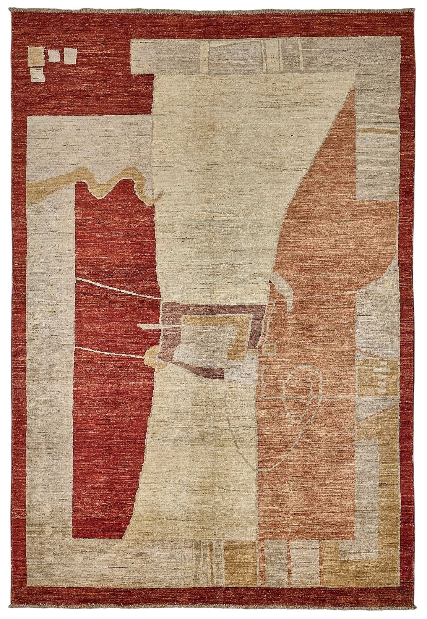6x9 Beige Turkish Contemporary Oushak Rug - 51543
