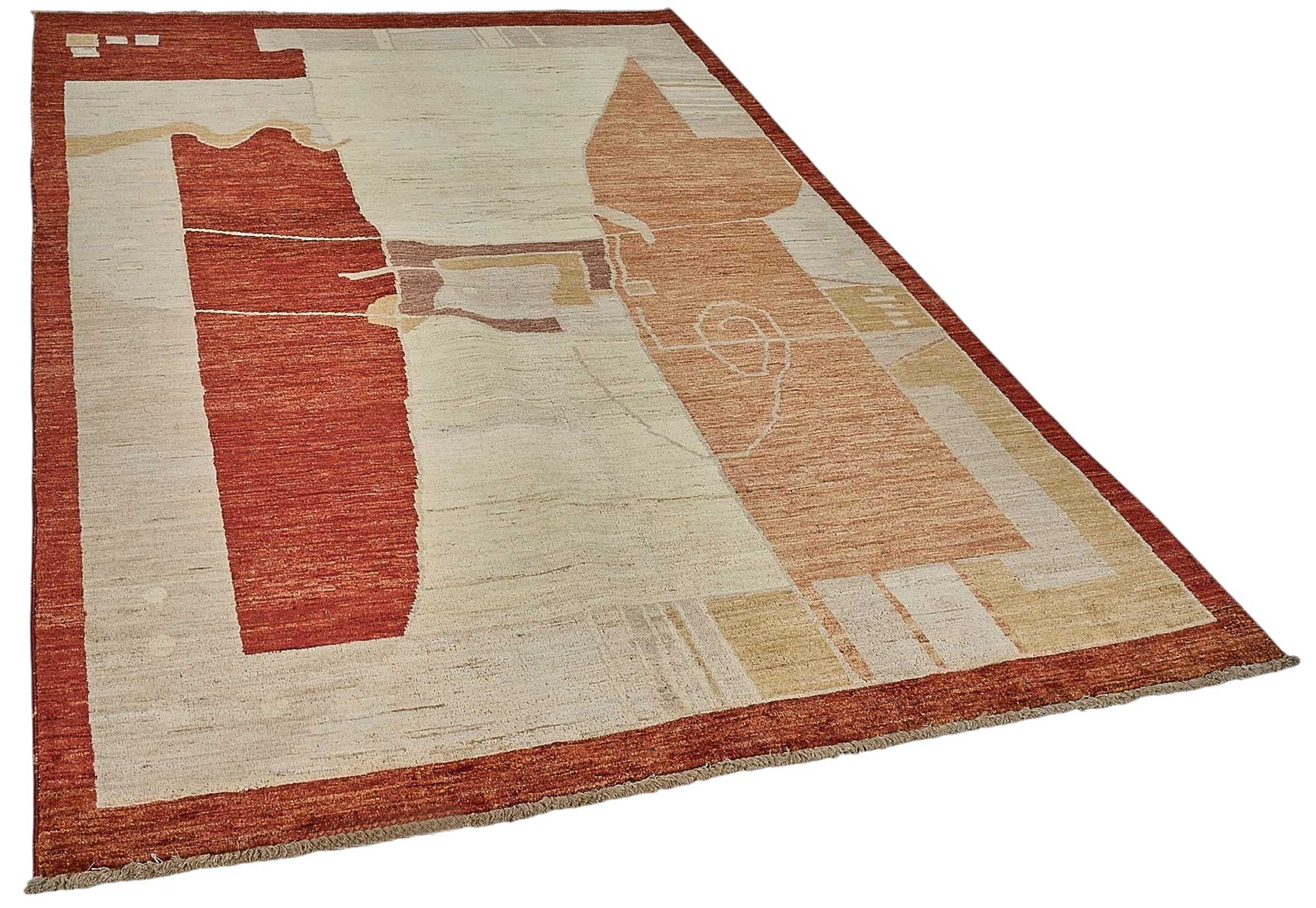 6x9 Beige Turkish Contemporary Oushak Rug - 51543