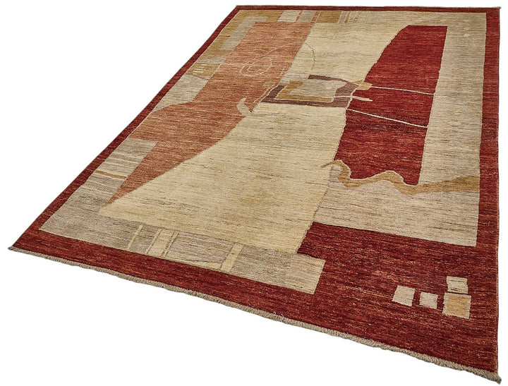 6x9 Beige Turkish Contemporary Oushak Rug - 51543