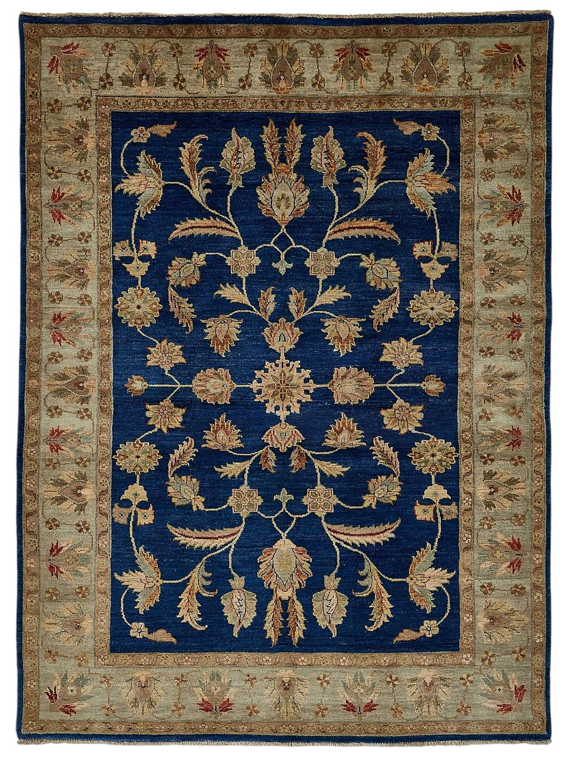5x8 Blue Traditional Floral Oushak Rug - 51545