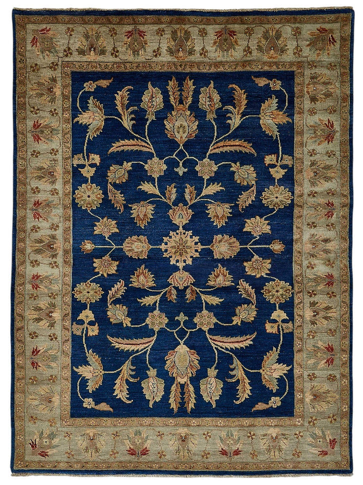 5x8 Blue Traditional Floral Oushak Rug - 51545