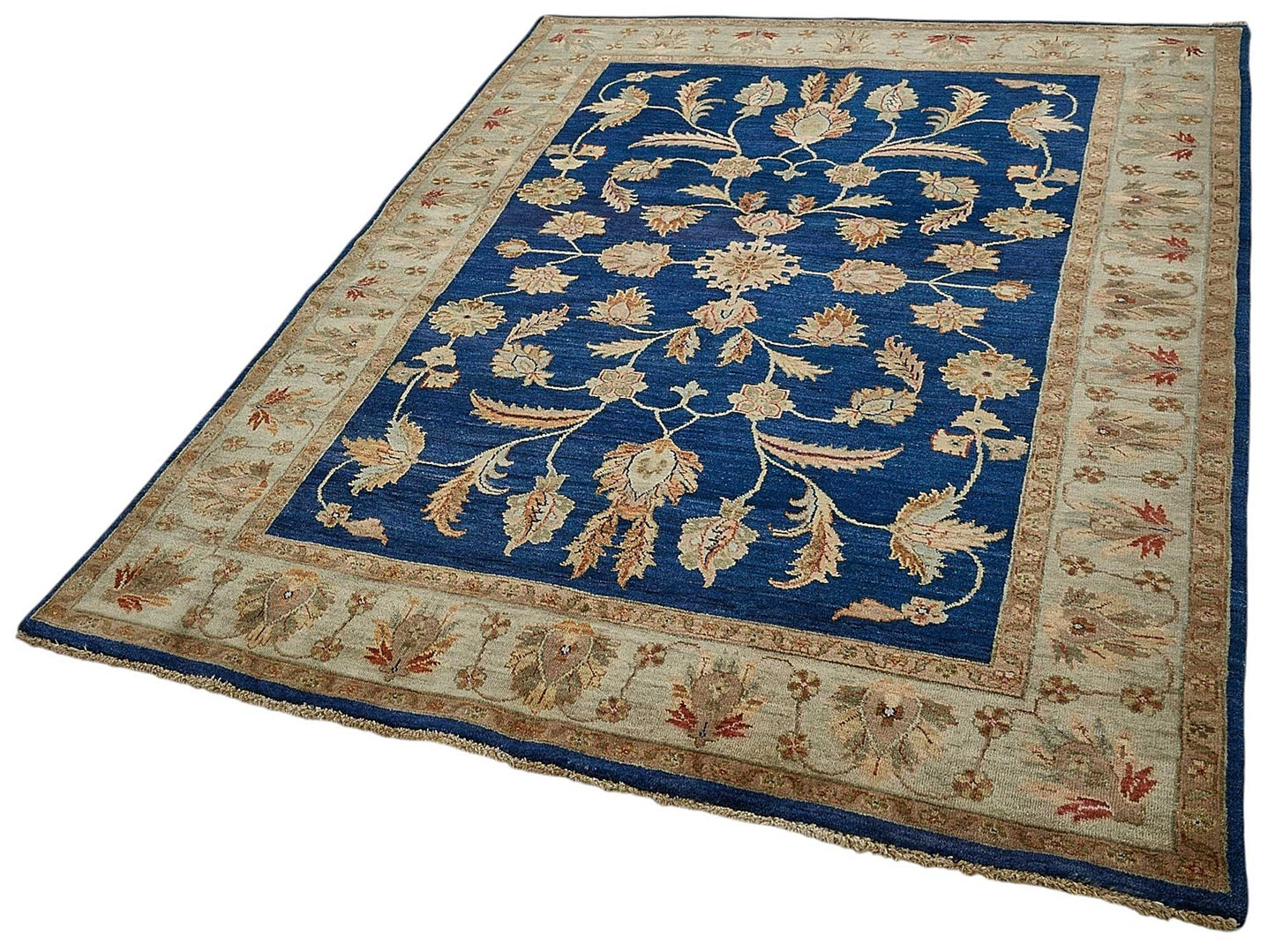 5x8 Blue Traditional Floral Oushak Rug - 51545