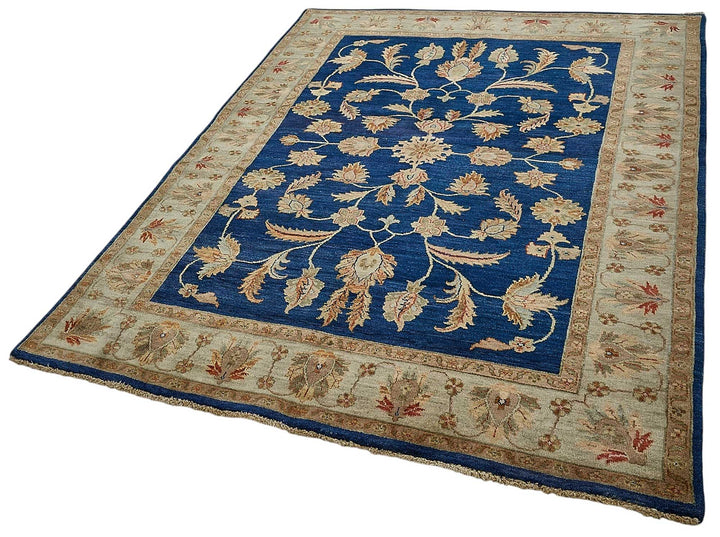 5x8 Blue Traditional Floral Oushak Rug - 51545