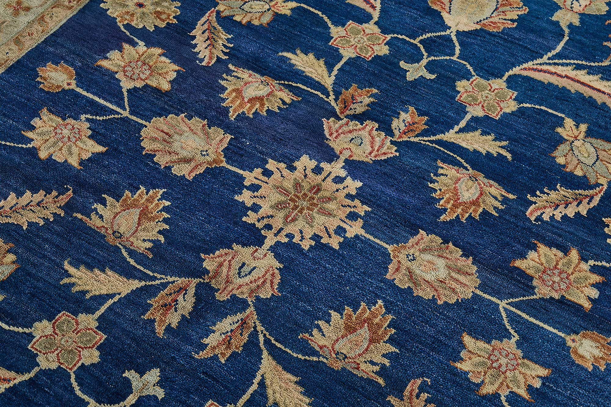 5x8 Blue Traditional Floral Oushak Rug - 51545