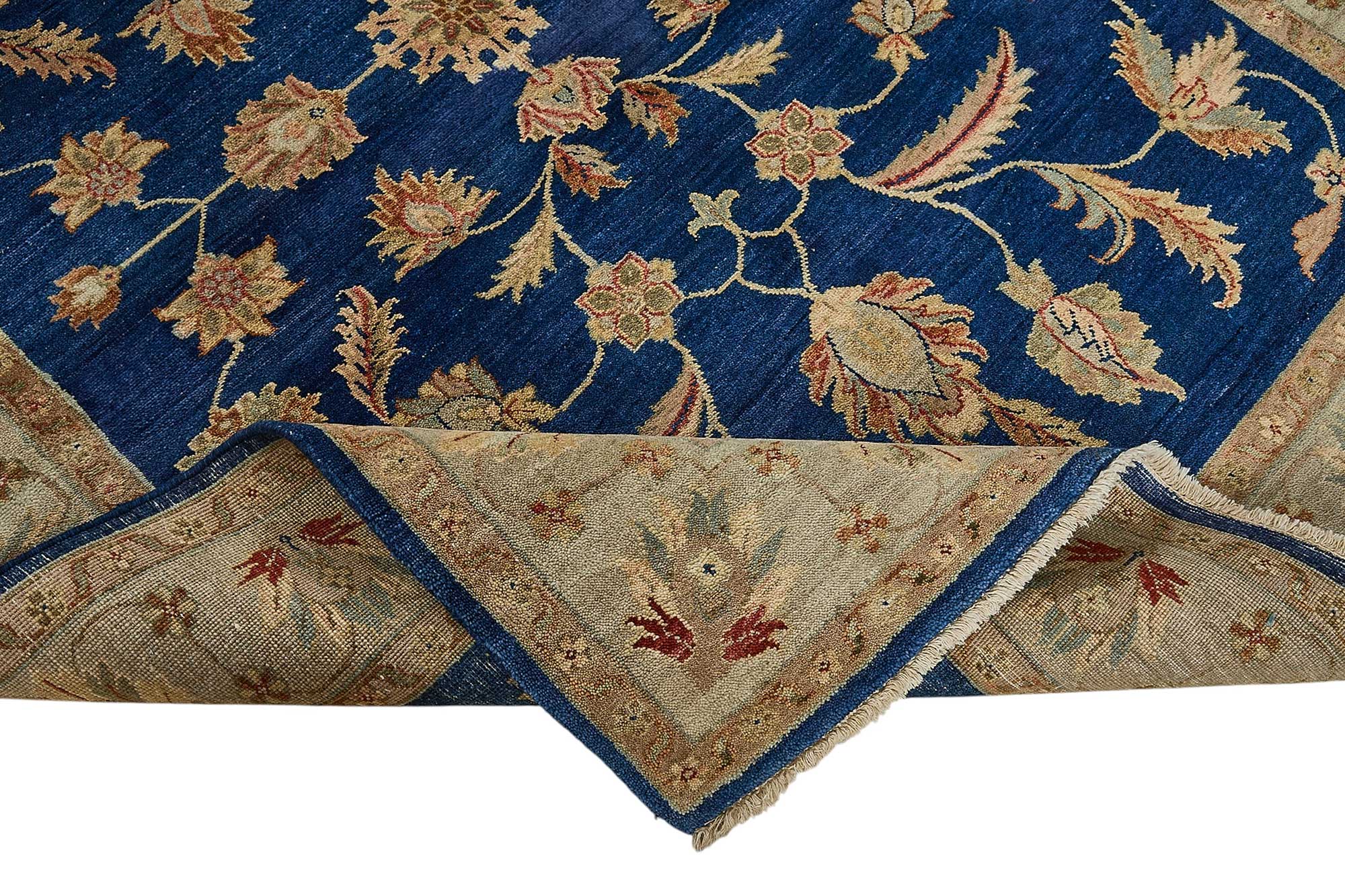 5x8 Blue Traditional Floral Oushak Rug - 51545