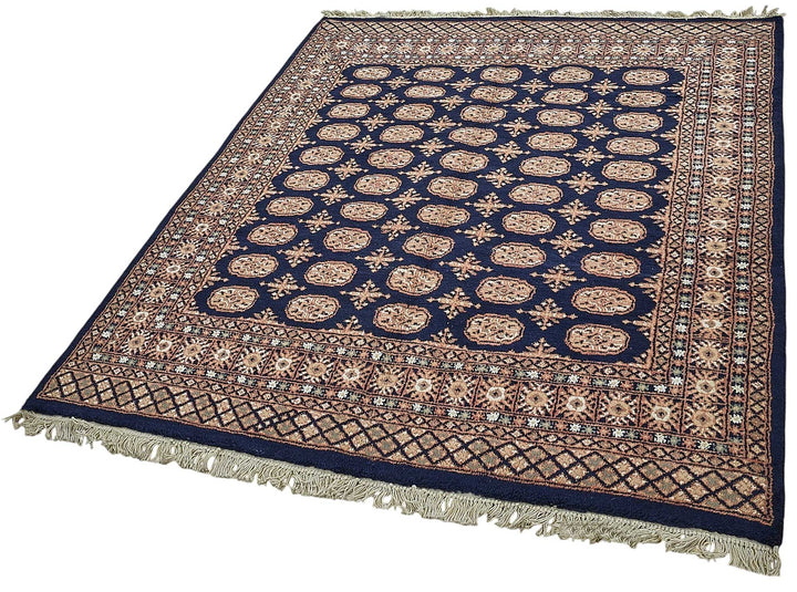 5x6 Blue Geometric Oushak Rug - 51548
