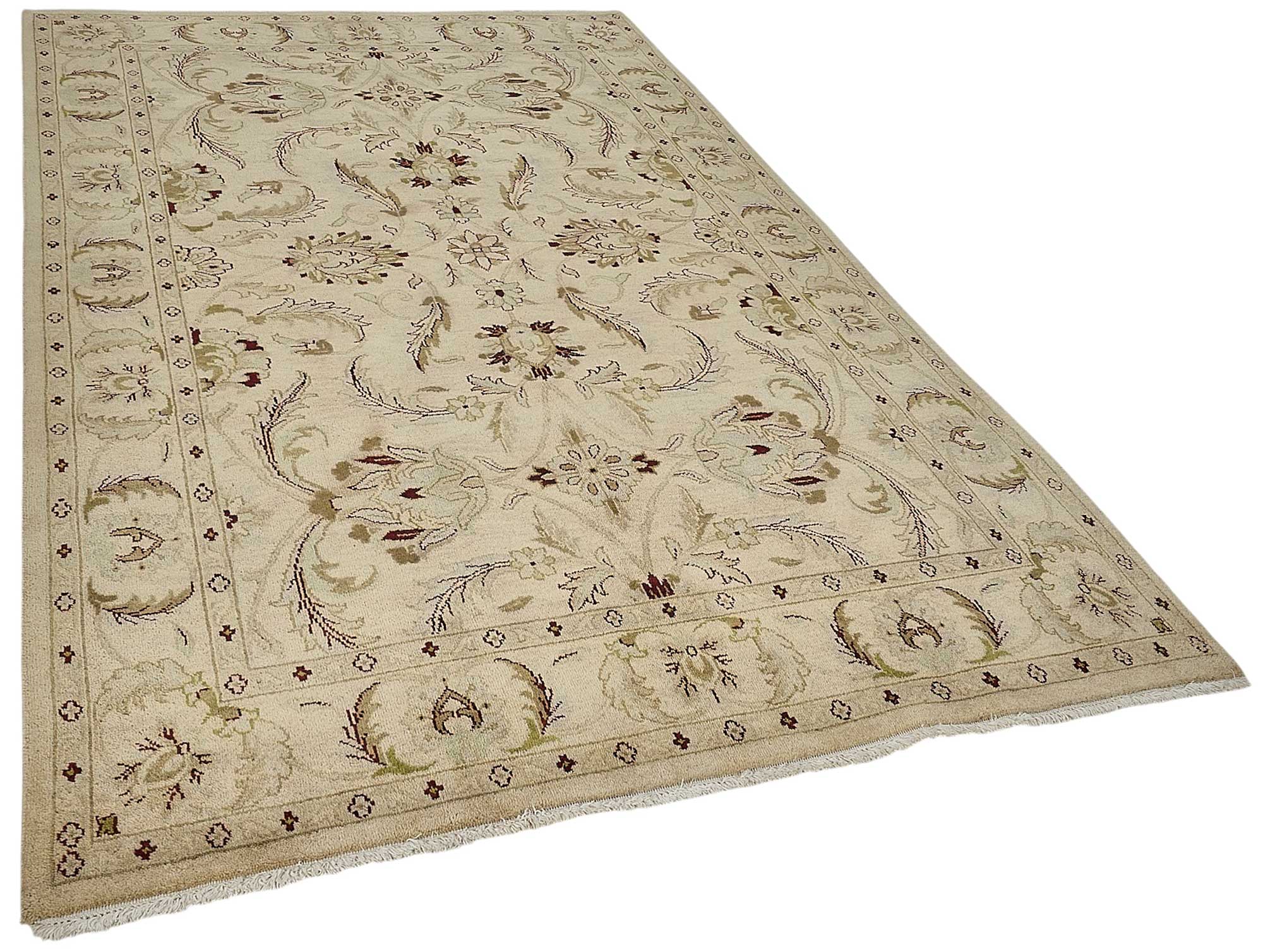 6x9 Beige Traditional Floral Oushak Rug - 51549