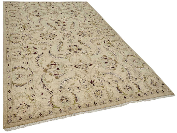 6x9 Beige Traditional Floral Oushak Rug - 51549