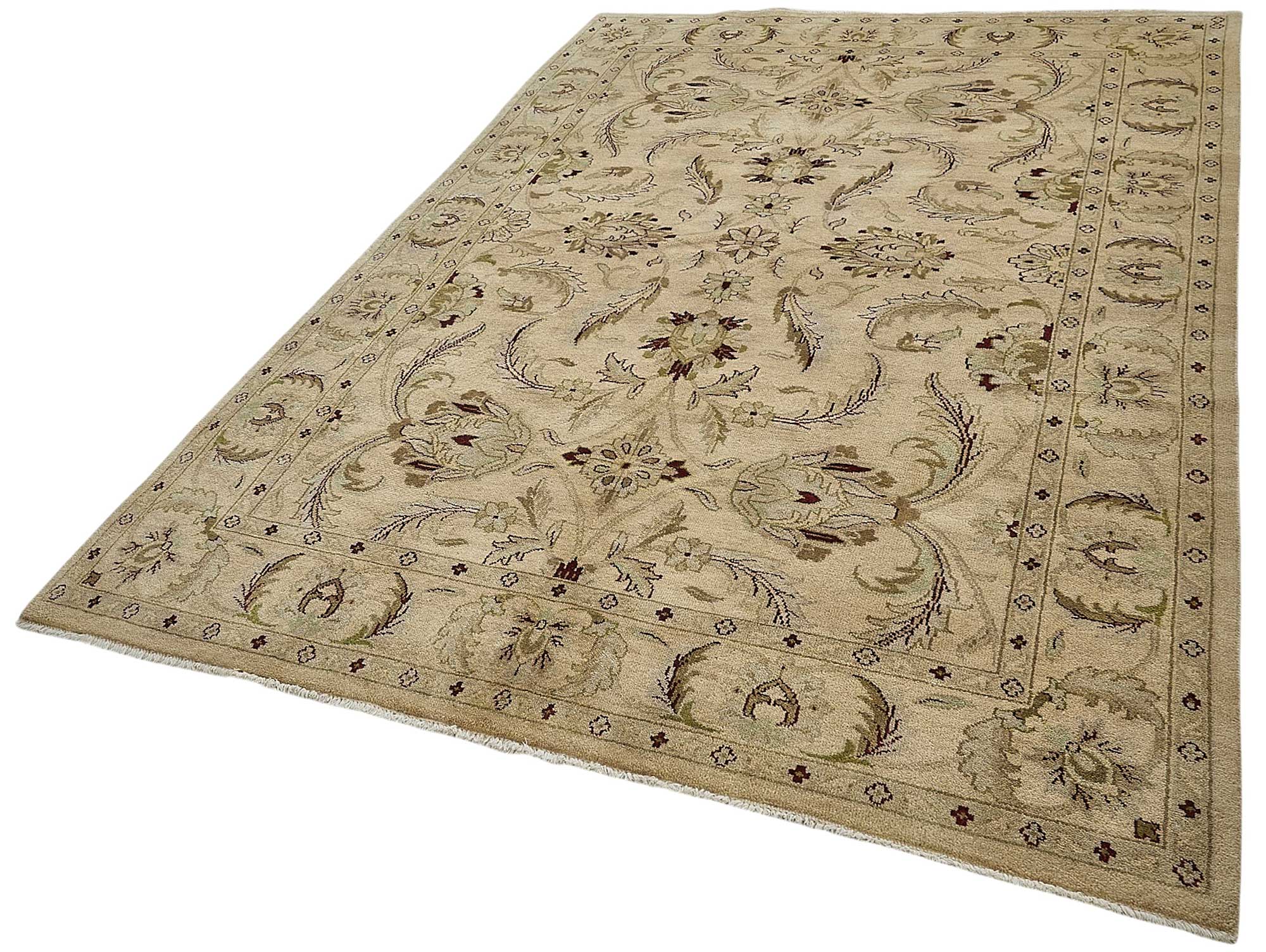 6x9 Beige Traditional Floral Oushak Rug - 51549