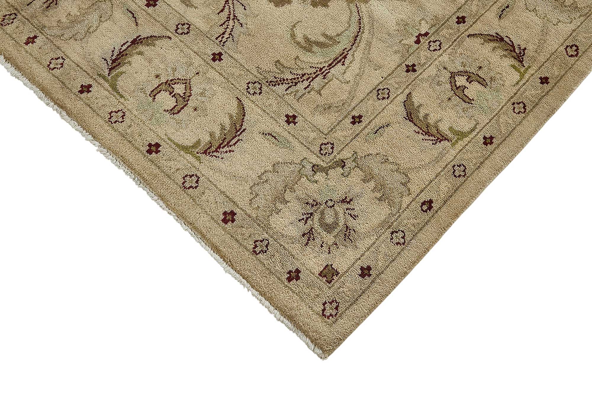 6x9 Beige Traditional Floral Oushak Rug - 51549
