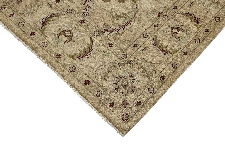 6x9 Beige Traditional Floral Oushak Rug - 51549