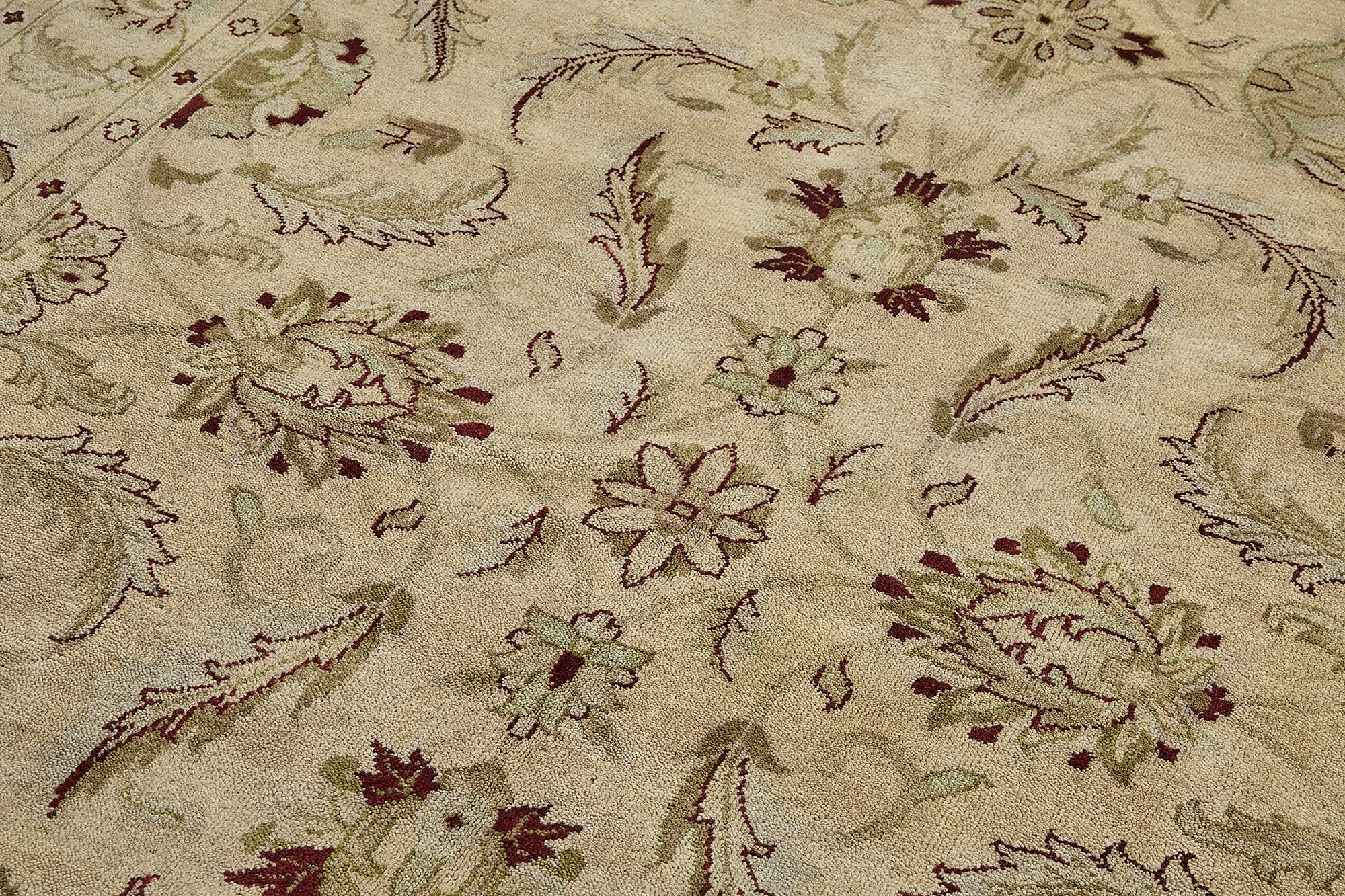 6x9 Beige Traditional Floral Oushak Rug - 51549