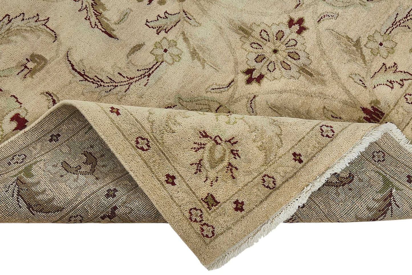 6x9 Beige Traditional Floral Oushak Rug - 51549