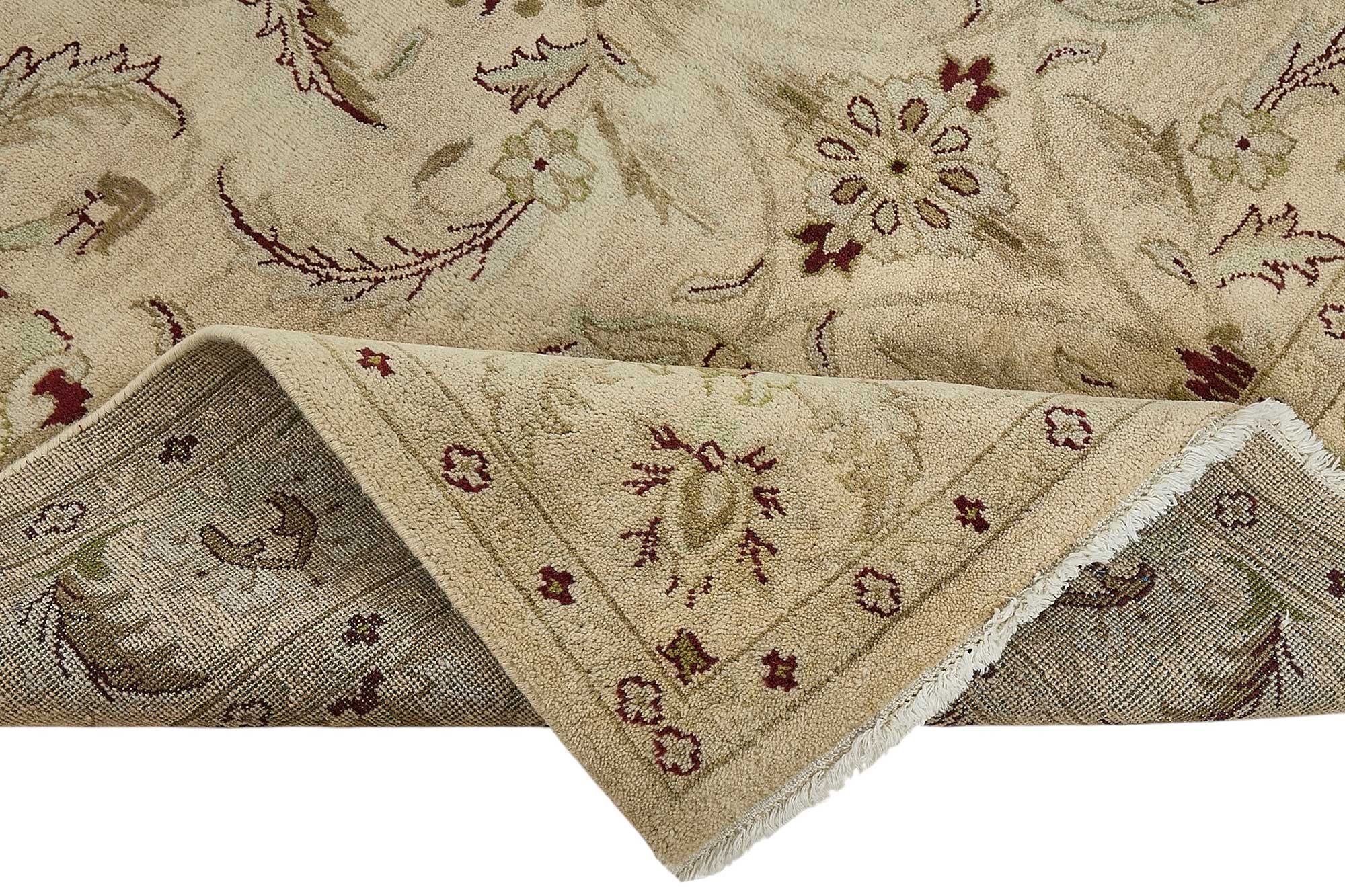 6x9 Beige Traditional Floral Oushak Rug - 51549