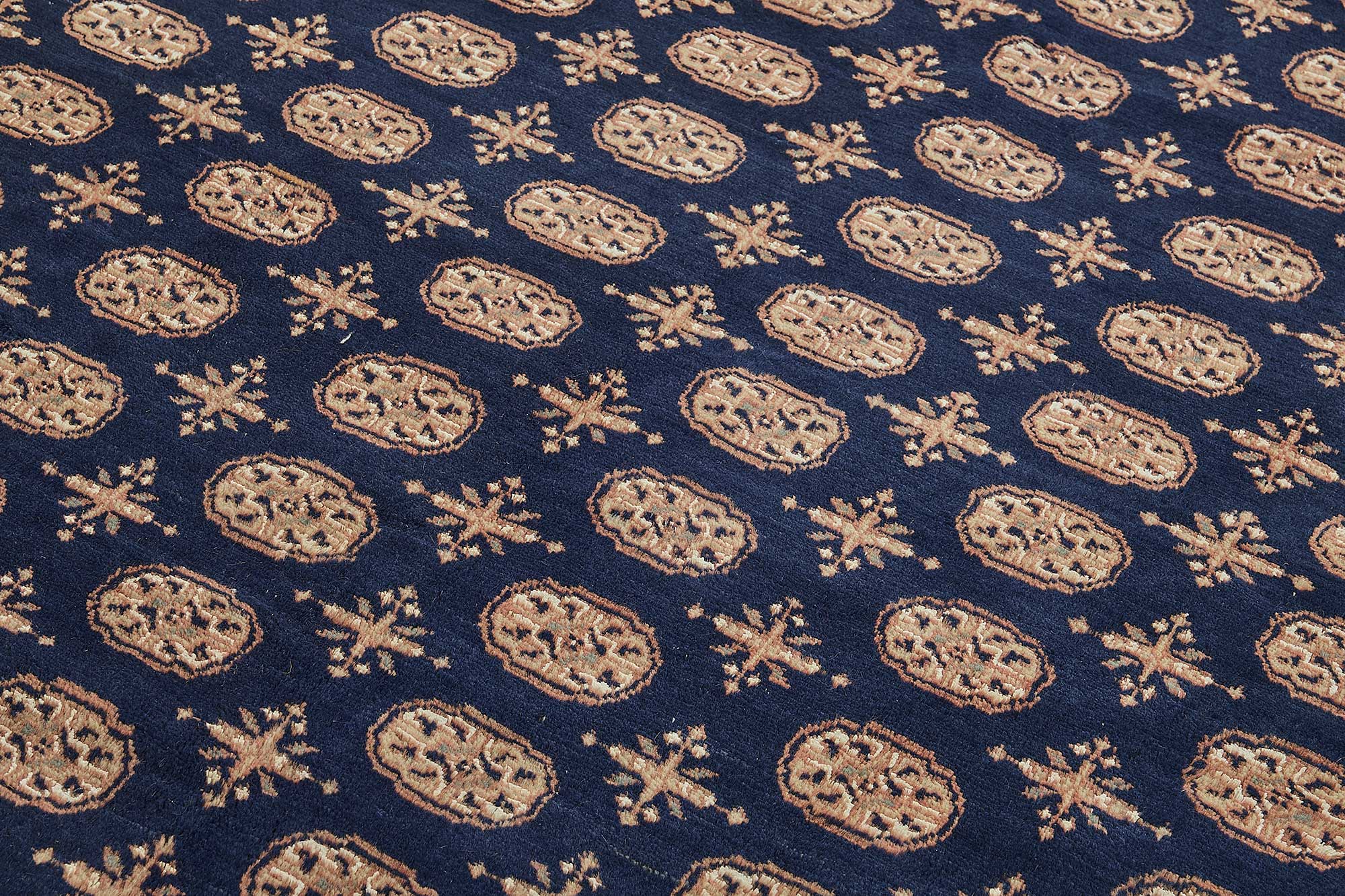 6x9 Blue Traditional Geometric Oushak Rug - 51550