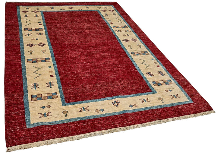 6x8 Red Turkish Tribal Oushak Rug - 51551