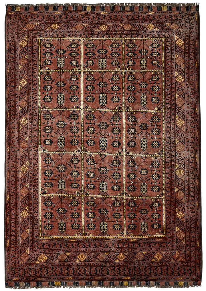 7x9 Red Handmade Tribal Geometric Oushak Rug - 51553