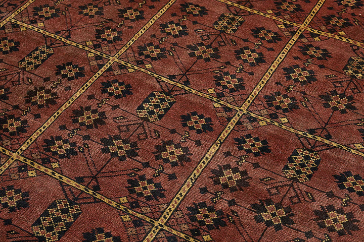 7x9 Red Handmade Tribal Geometric Oushak Rug - 51553