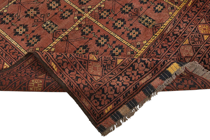 7x9 Red Handmade Tribal Geometric Oushak Rug - 51553