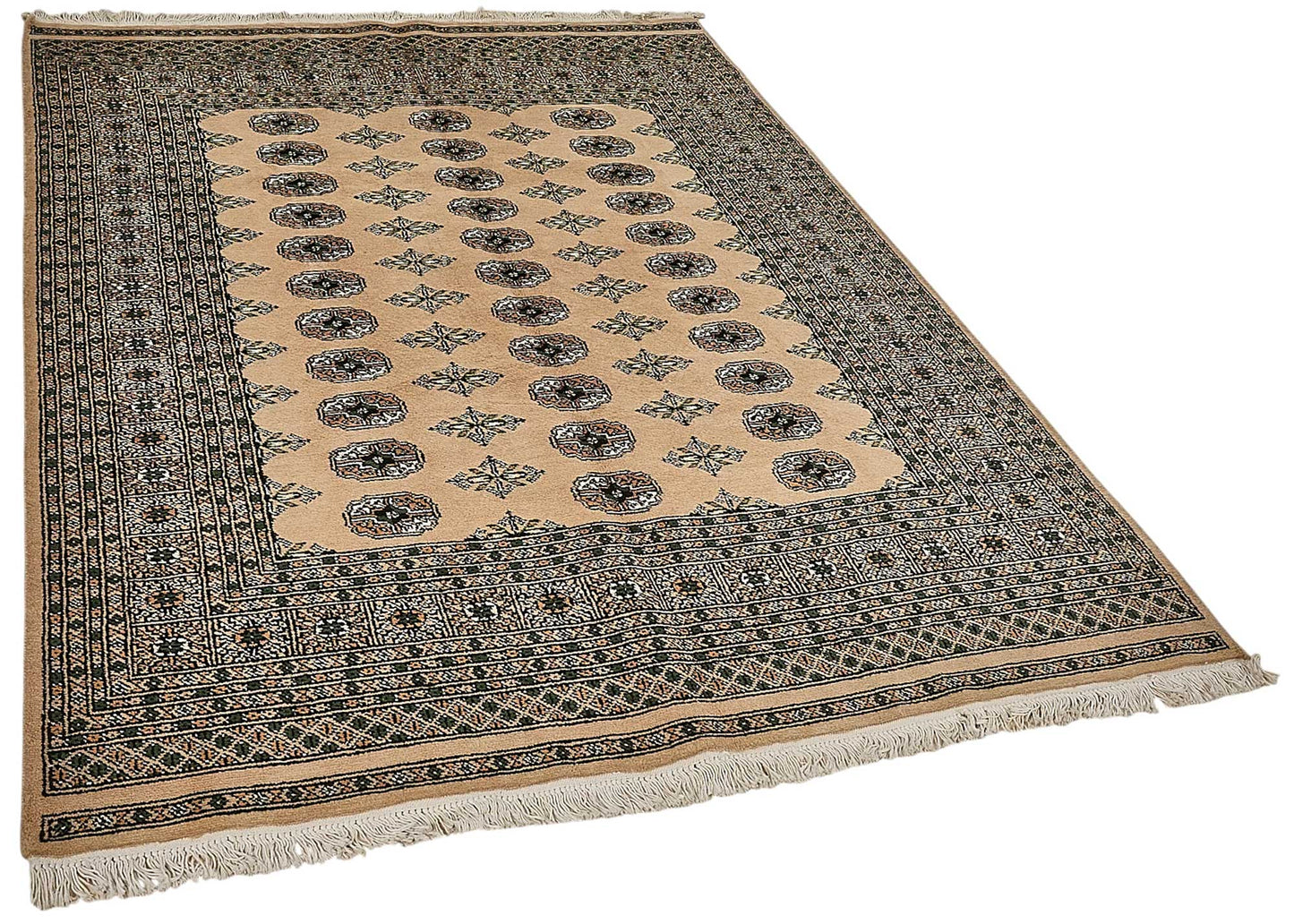 5x7 Beige Turkish Geometric Oushak Rug - 51555