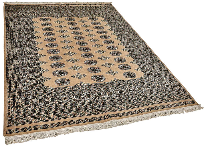 5x7 Beige Turkish Geometric Oushak Rug - 51555