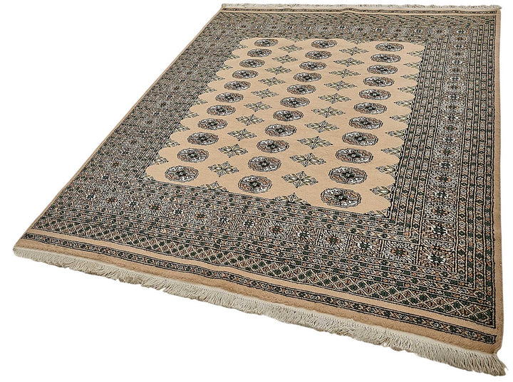 5x7 Beige Turkish Geometric Oushak Rug - 51555