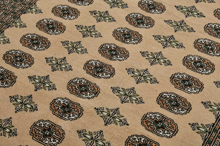 5x7 Beige Turkish Geometric Oushak Rug - 51555