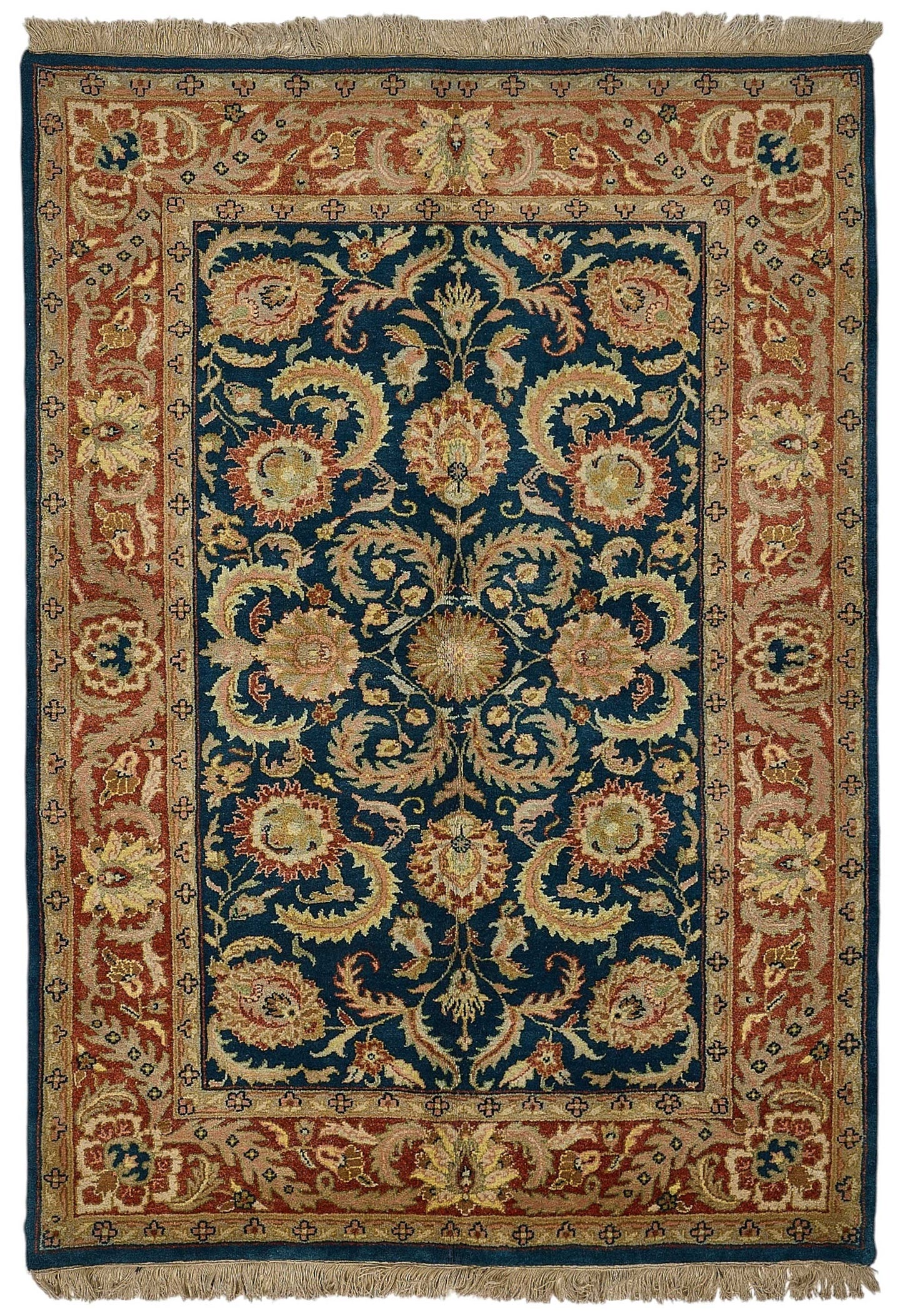 5x8 Blue Traditional Floral Oushak Rug - 51557