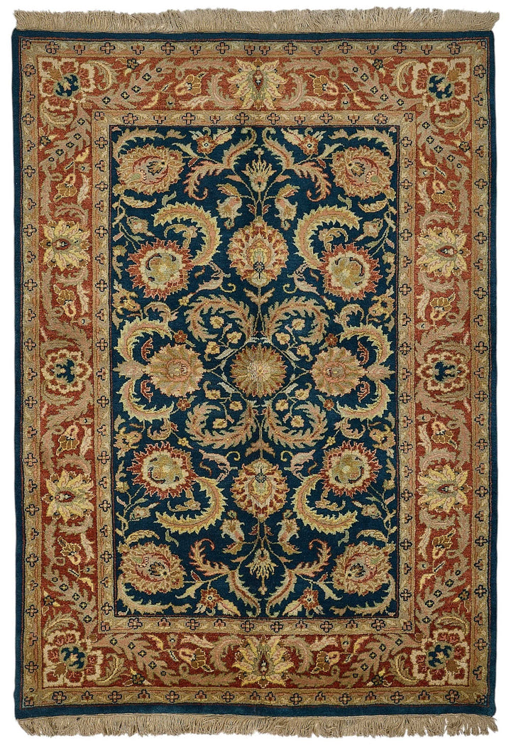 5x8 Blue Traditional Floral Oushak Rug - 51557
